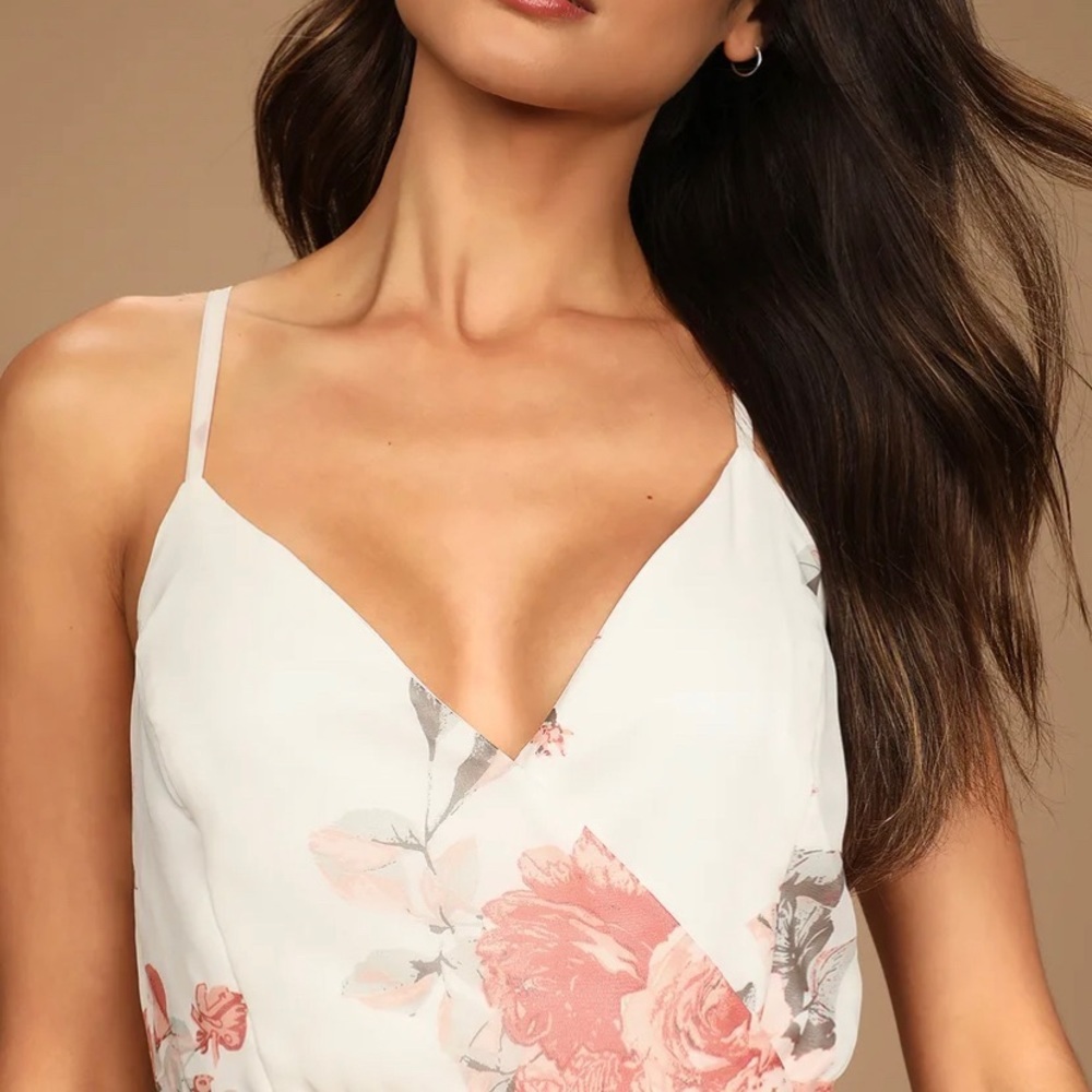 Lulu's Floral Maxi Dress in White and Pink - Picture 10 of 10